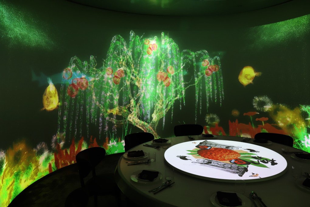 The interior of Jing, where the decor changes to match the food courses in an immersive dining experience seating 10 people that takes diners on a journey through China’s Tang dynasty. Photo: Jǐng