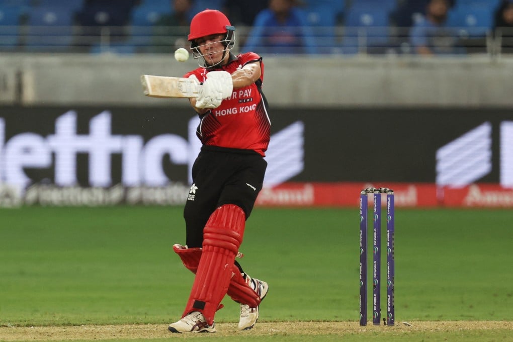 Hong Kong’s Aizaz Khan in action against India at the Dubai International Stadium. Photo: Reuters