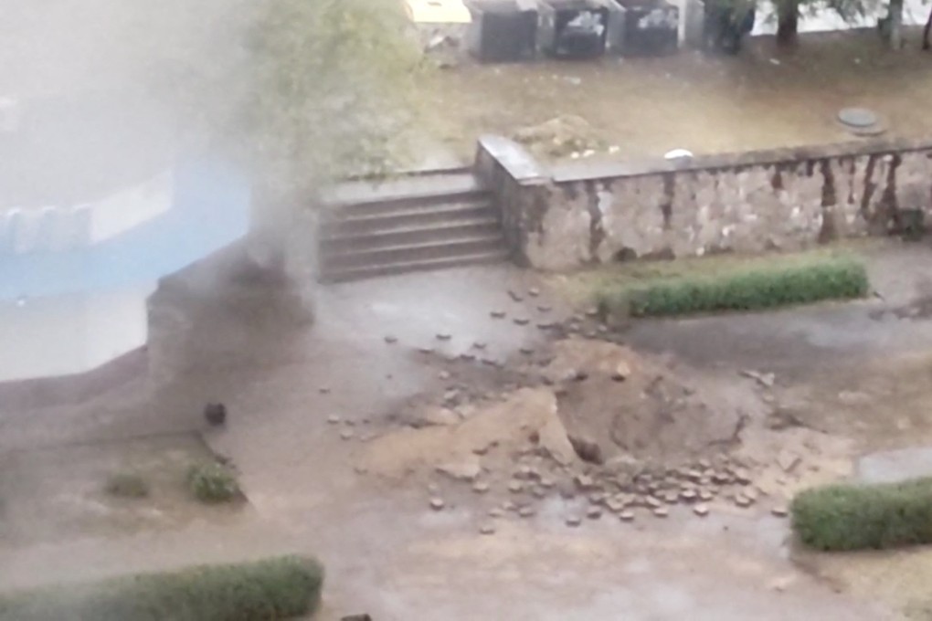 A general view of a crater left by a Russian missile strike, as Russia’s attack on Ukraine continues, in Enerhodar, Zaporizhzhia on September 1, 2022. Photo: Supplied to Reuters by a third party