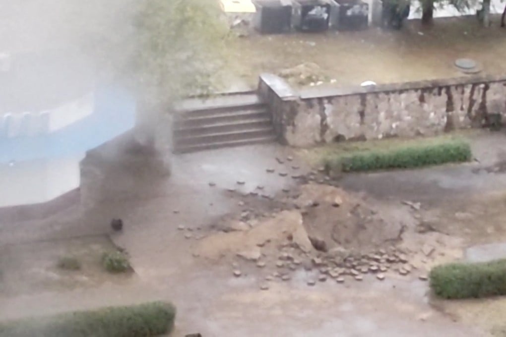 A general view of a crater left by a Russian missile strike, as Russia’s attack on Ukraine continues, in Enerhodar, Zaporizhzhia on September 1, 2022. Photo: Supplied to Reuters by a third party