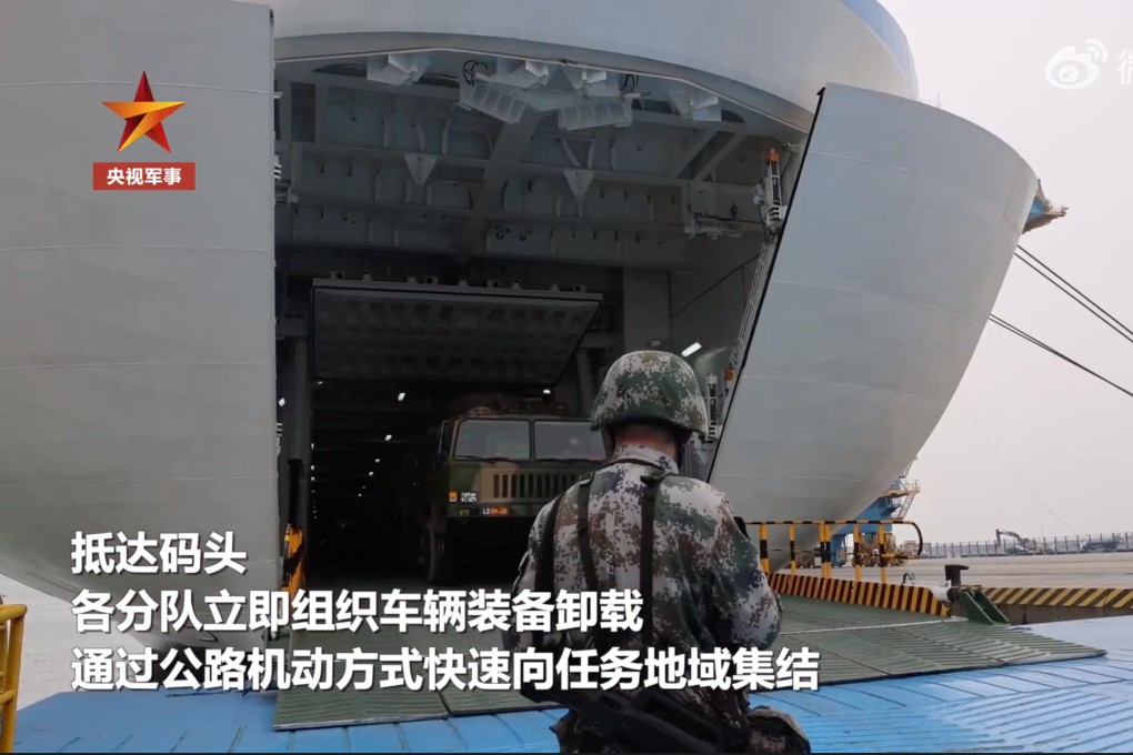The 79th Group Army conducts a maritime force projection exercise at an undisclosed location. Photo: CCTV