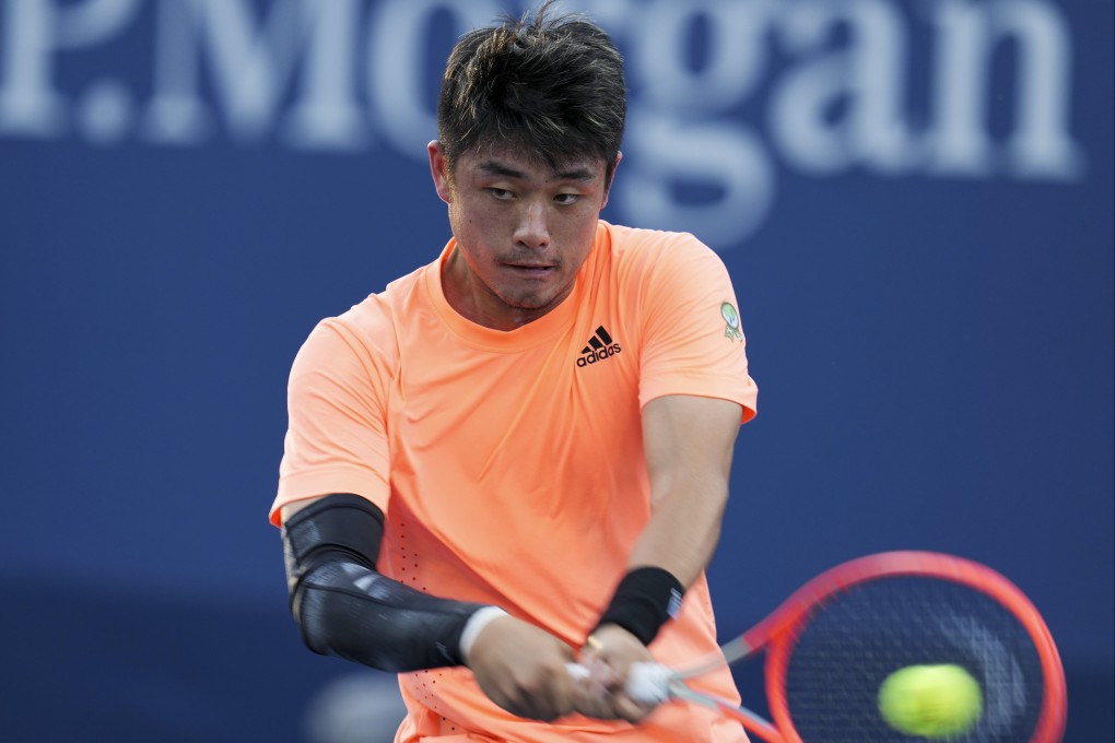 Wu Yibing of China hits a return during the men’s singles second round match against Nuno Borges. Photo: Xinhua