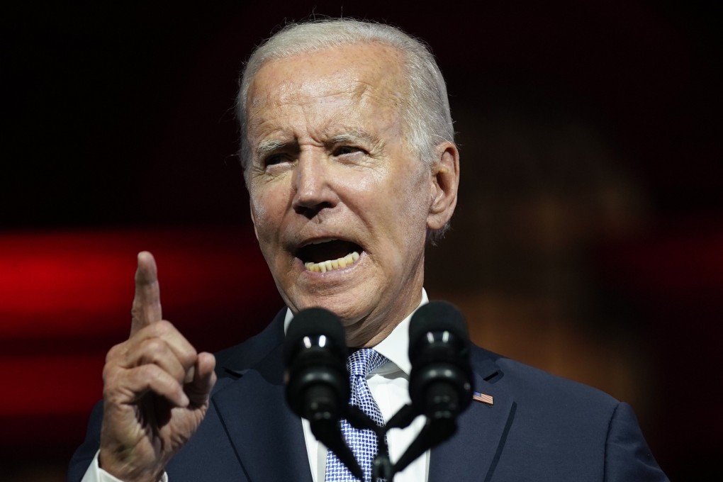 President Joe Biden speaks outside Independence Hall, in Philadelphia. Photo: AP