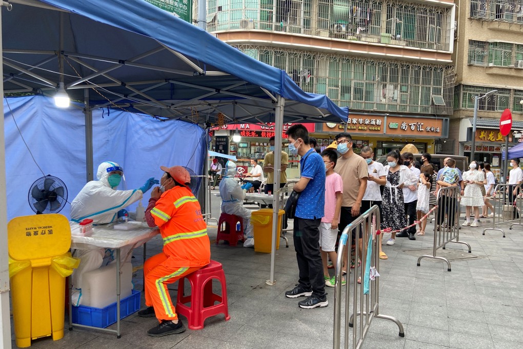 A queue forms at a nucleic acid testing site in Nanshan district in Shenzhen, Guangdong province, on Thursday. Photo: Reuters