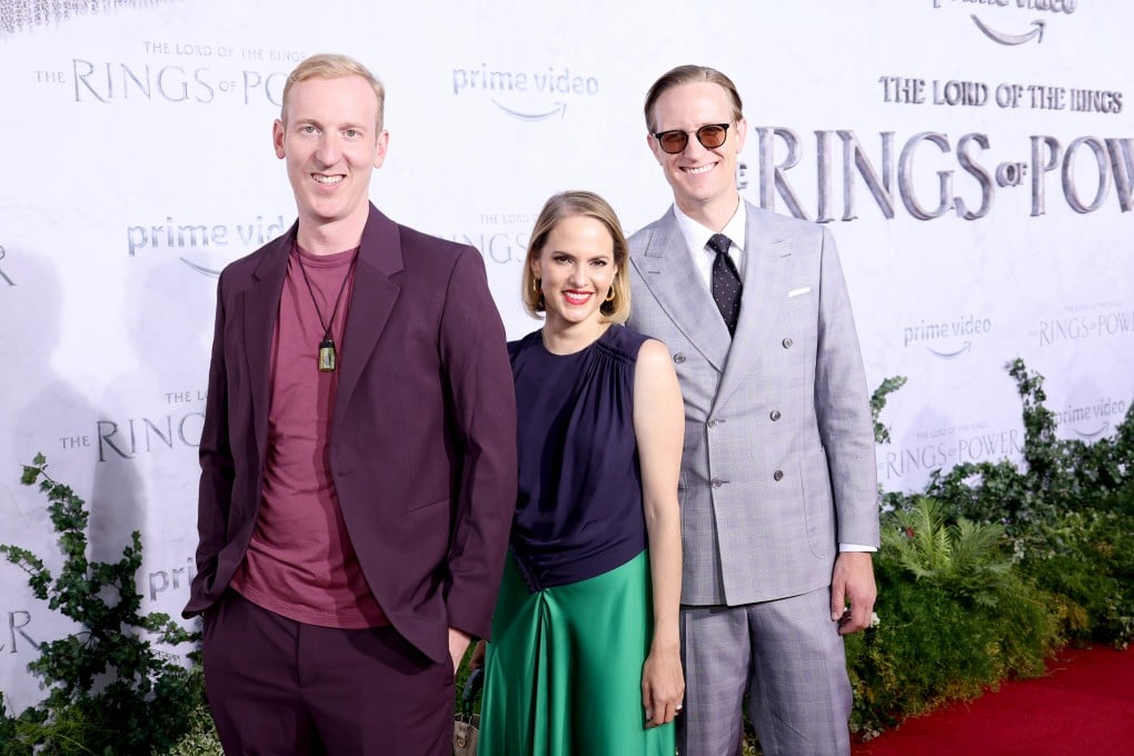 Patrick McKay (left), Lindsey Weber and J.D. Payne attend the premiere of “The Lord Of The Rings: The Rings Of Power” in Los Angeles. “We consider ourselves to be the stewards of Tolkien,” Payne says. Photo: Matt Winkelmeyer/Getty Images/TNS