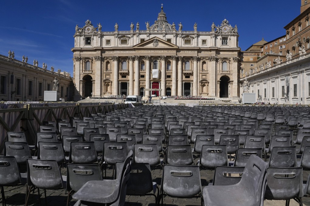 Hundreds of chairs are lined up in St Peter’s Square ahead of Sunday’s beatification ceremony for John Paul I. Photo: AP