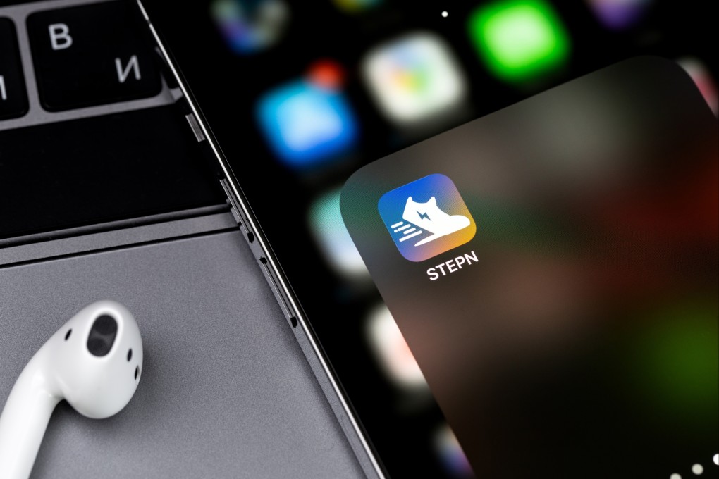 Stepn’s mobile app seen on an iPhone on March 15, 2022. The Australia-based NFT game maker plans to open its first physical office in Hong Kong’s Cyberport after a visit from the government-owned start-up accelerator’s former chairman. Photo: Shutterstock