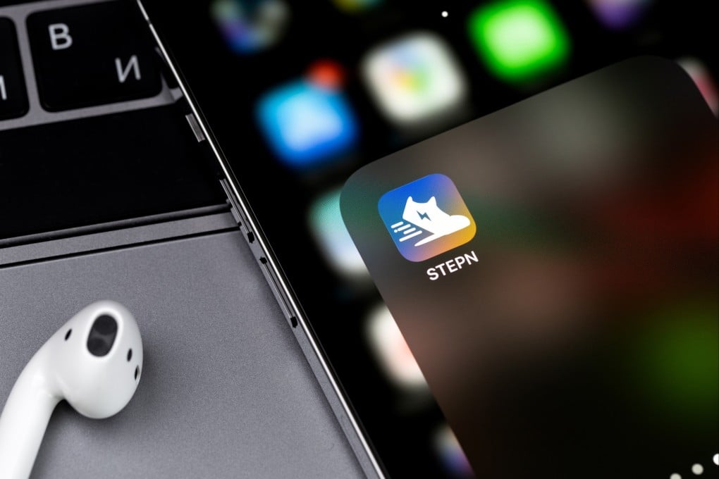 Stepn’s mobile app seen on an iPhone on March 15, 2022. The Australia-based NFT game maker plans to open its first physical office in Hong Kong’s Cyberport after a visit from the government-owned start-up accelerator’s former chairman. Photo: Shutterstock