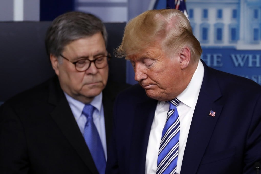 Former US attorney general Bill Barr (left) and Donald Trump in Washington. File photo: AP