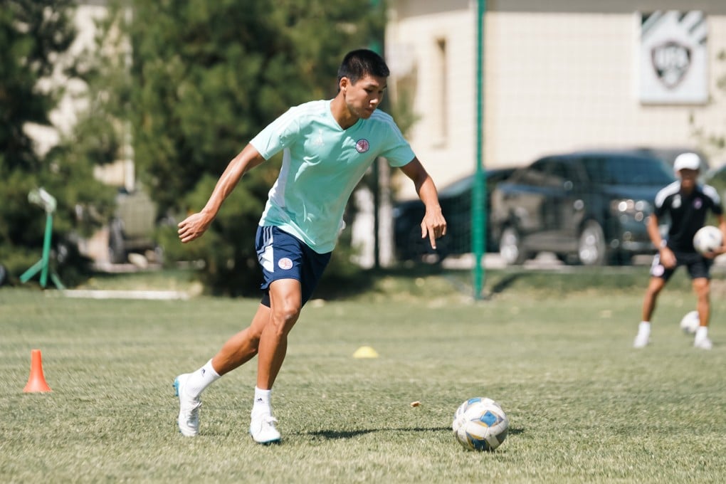 Tamirlan Kozubaev at a training session in Jizzakh, Uzbekistan, before his side’s AFC Cup inter-zone semi-final against PFC Sogdiana Jizzakh. Photo: Eastern SC