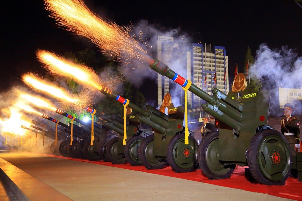 North Korean troops perform a gun salute using artillery shells during a parade in Pyongyang in 2020. Photo: Korean Central News Agency via KNS / AFP