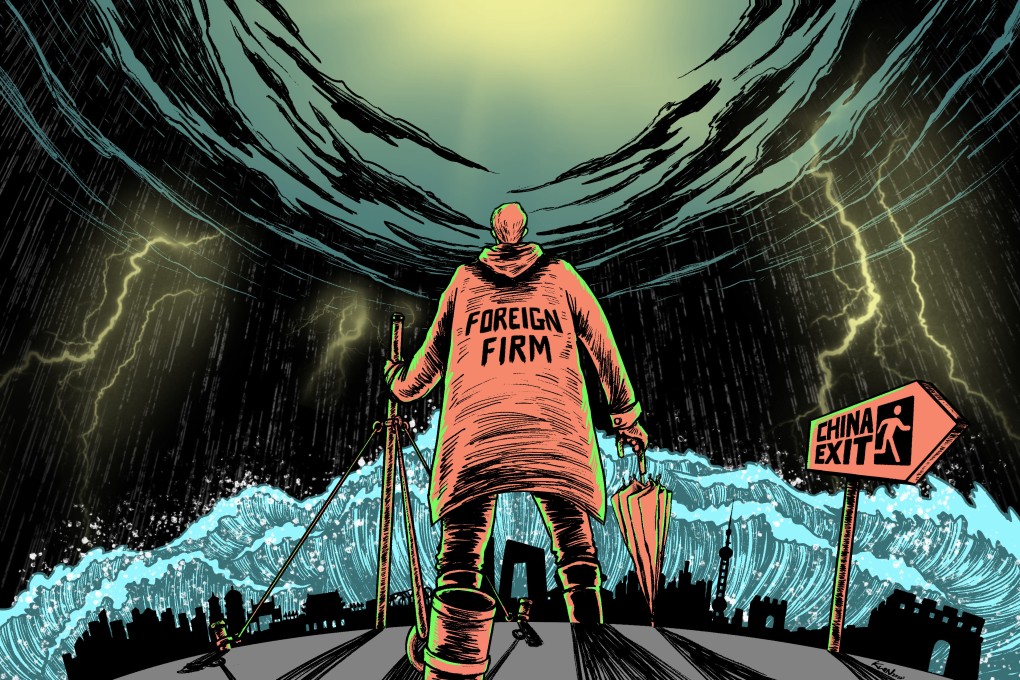 China’s business environment has become increasingly tumultuous, but foreign multinationals are intent on standing their ground, come hell or high water. Illustration: Lau Ka-kuen