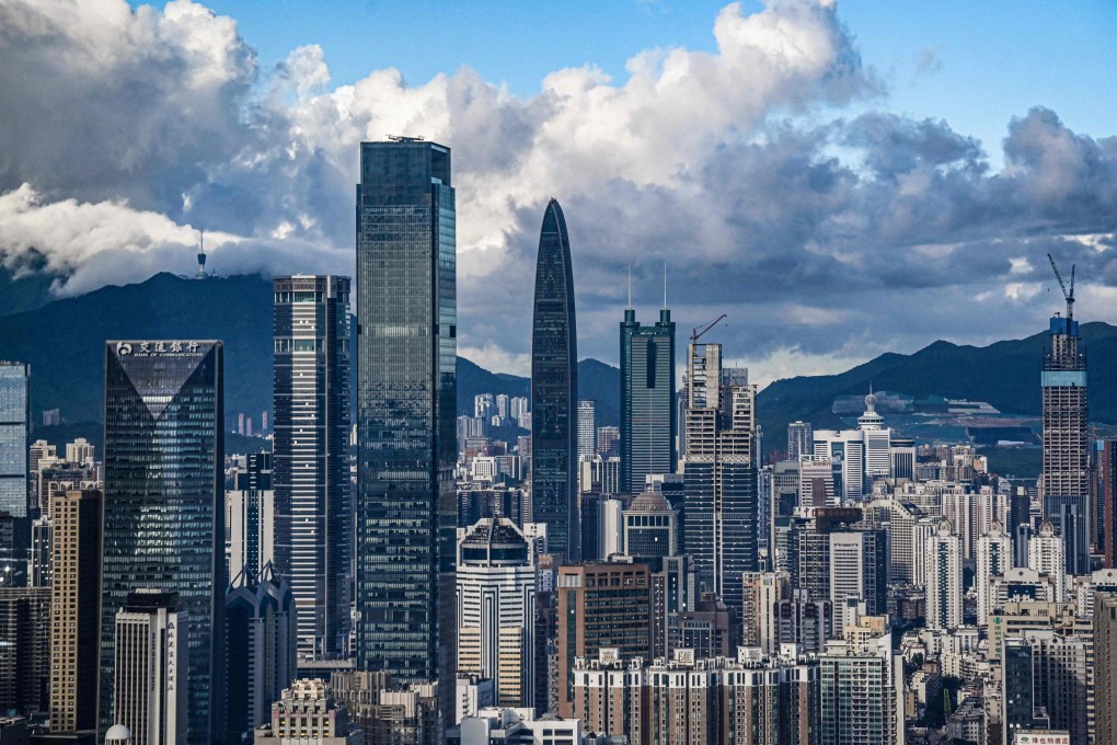 Shenzhen’s commercial area in Futian district seen on July 8, 2022. Photo: AFP