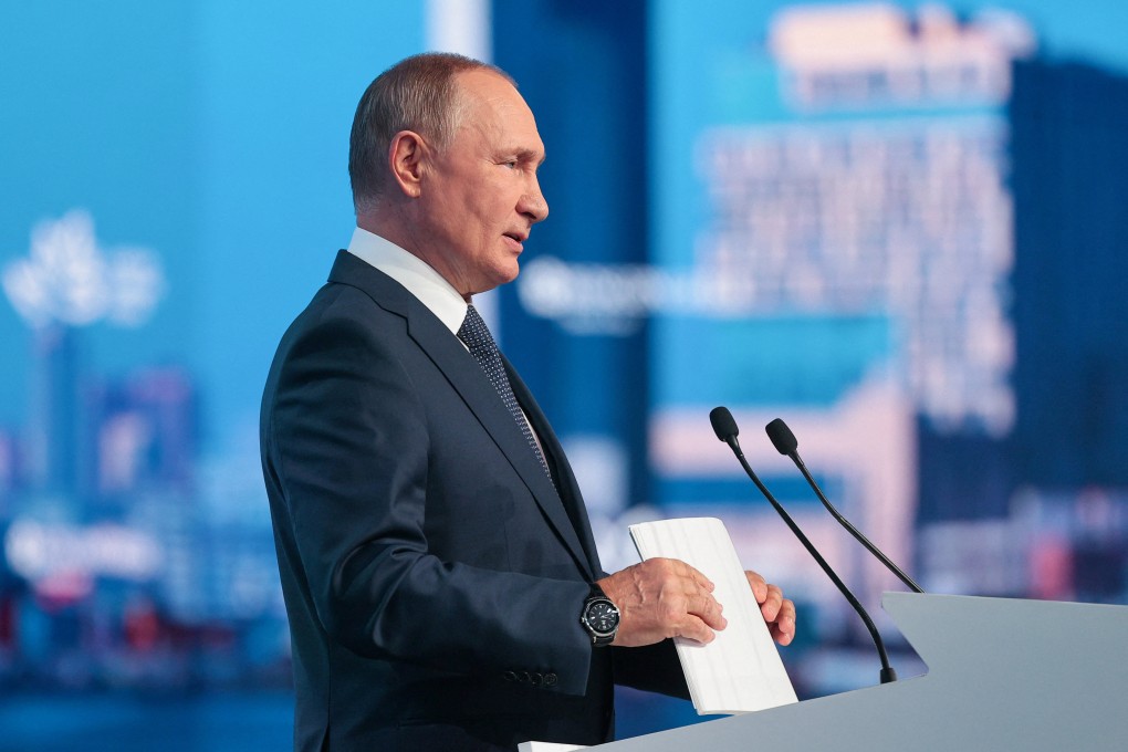 Russian President Vladimir Putin delivers a speech at the plenary session of the 2022 Eastern Economic Forum (EEF) in Vladivostok, Russia on Wednesday. Photo: TASS Host Photo/Handout via Reuters