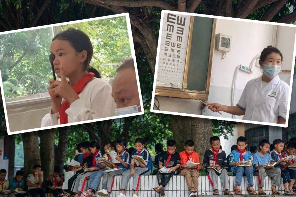 A school in China said outdoor activities and a ban on mobile devices helped reduce myopia rates. Photo: SCMP composite