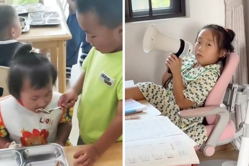 Attack Homework Quirky China: brother feeds sister at kindergarten, girl uses megaphone ...