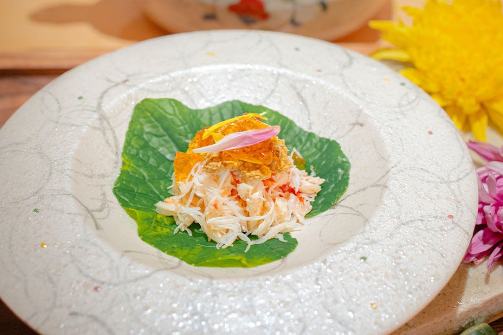 Hokkaido hairy crab with 10-years-aged black vinegar jelly at Hashibami in Hong Kong. Photos: Hashibami