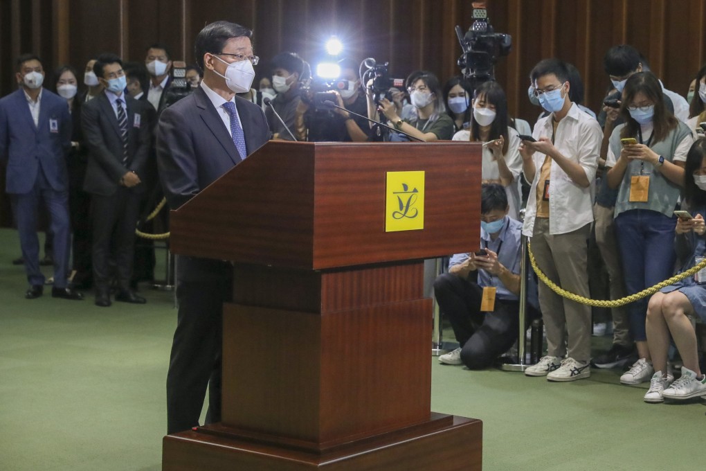 Chief Executive John Lee and his top ministers meet lawmakers for the first time at the Legislative Council on July 13. Photo: Yik Yeung-man