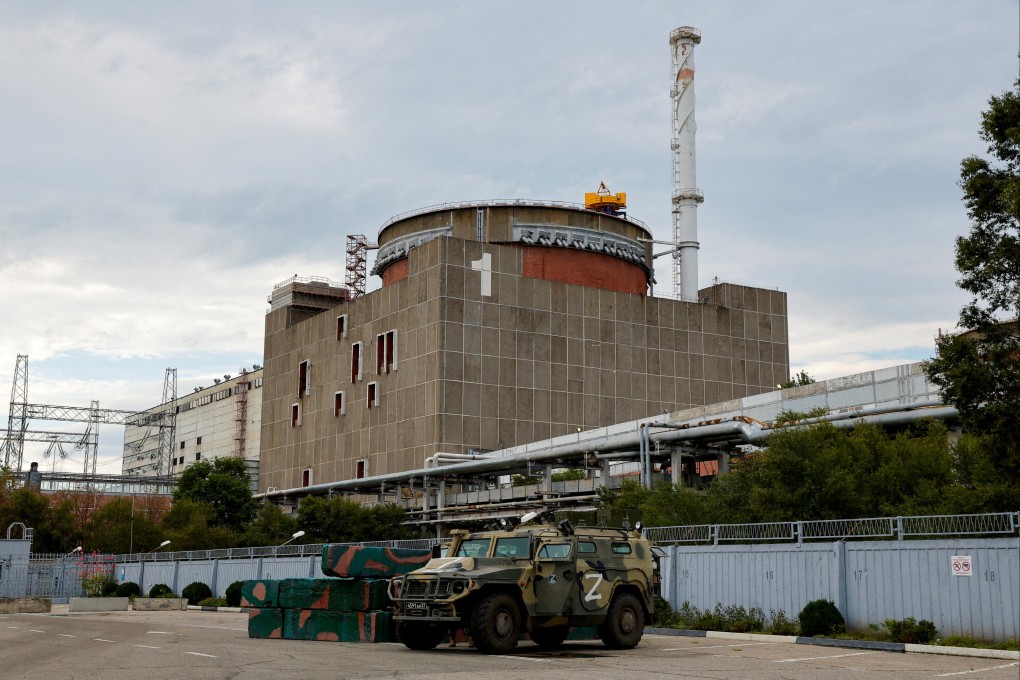 A Russian armoured vehicle is parked outside the Zaporizhzhia nuclear plant during a visit by an IAEA expert team on September 1. Photo: Reuters