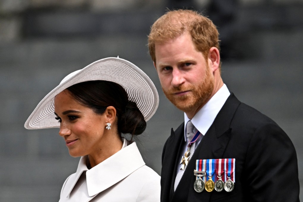 Britain’s Prince Harry and his wife, Meghan, Duchess of Sussex, leave after the National Service of Thanksgiving held as part of celebrations marking Queen Elizabeth’s Platinum Jubilee in London in June. Photo: Reuters