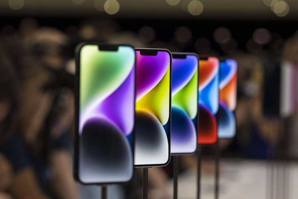 The iPhone 14 seen at an event at the Apple Park campus in Cupertino, California on Wednesday. Photo: Bloomberg