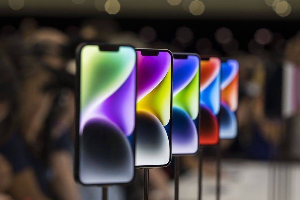 The iPhone 14 seen at an event at the Apple Park campus in Cupertino, California on Wednesday. Photo: Bloomberg