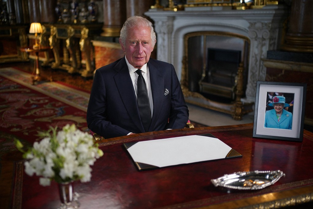 King Charles delivers his address to the nation from Buckingham Palace in London on Friday. Photo: PA