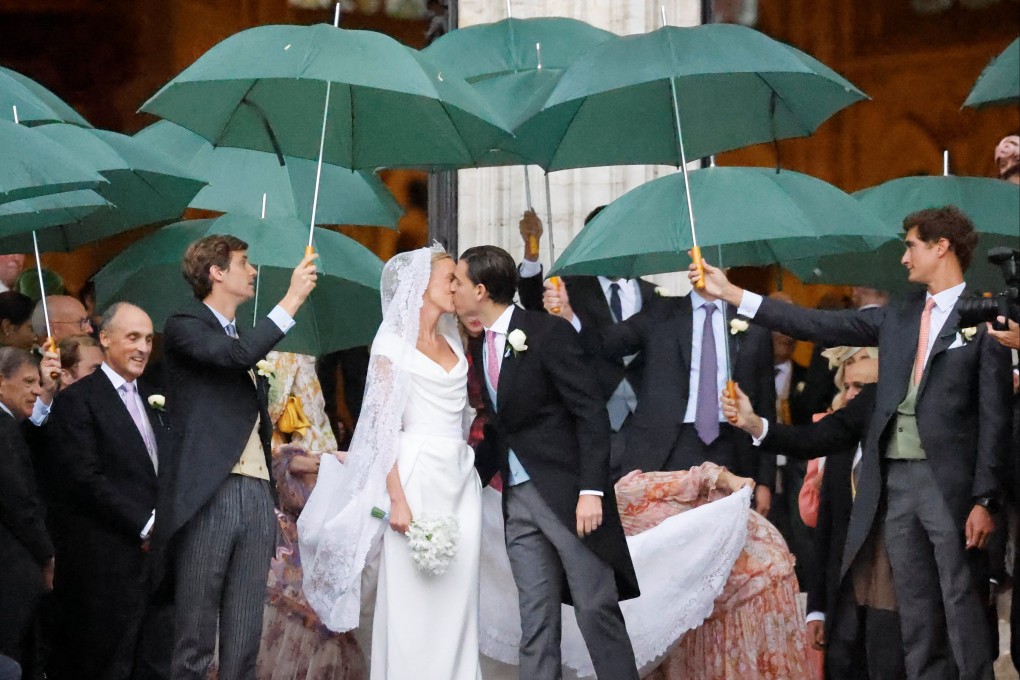 Princess Maria Laura of Belgium and William Isvy after their wedding service at the Cathedral of St Michael and St Gudula in Brussels, Belgium on Saturday. Photo: Reuters