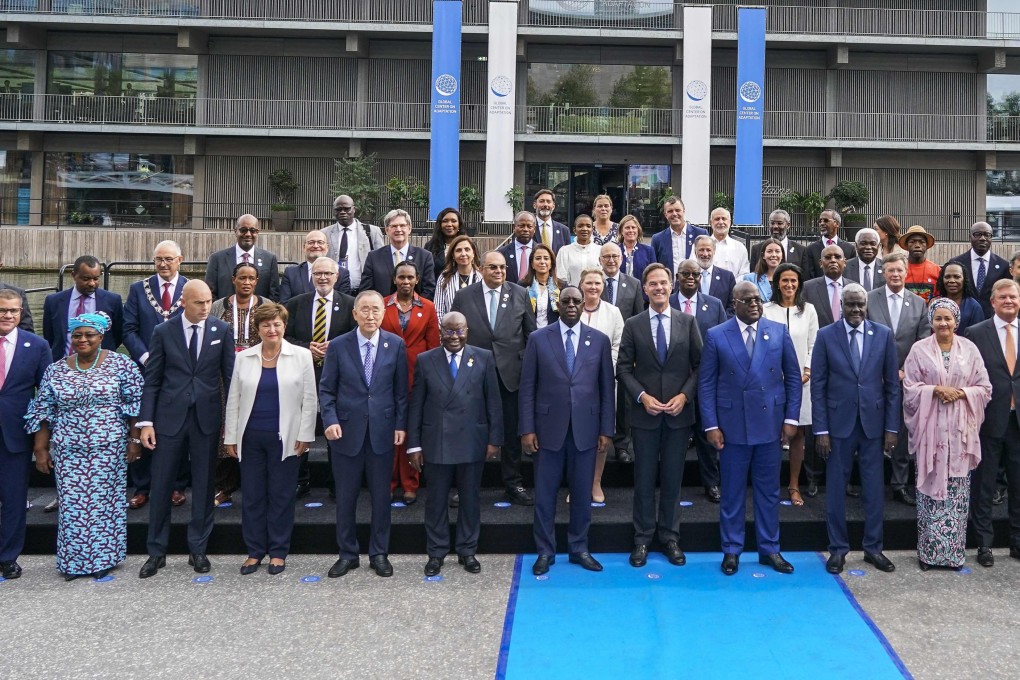 Attendees pose for a group photograph at the Africa Adaptation Summit in Rotterdam, where African attendees complained about a lack of European interest. Photo: AFP