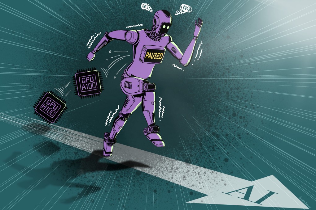 US restrictions on Nvidia graphics processing unit sales to China could hamper the artificial intelligence development, but some see an opportunity to boost efforts in local GPU development. Illustration: Lau Ka-kuen