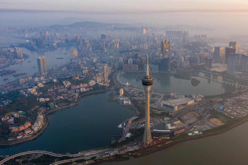 An aerial view of Macau in 2019. Although Macau’s gaming revenues dipped below Las Vegas’ this year, they need only stabilise at a much lower level than the US$36 billion achieved in 2019 for Macau to reclaim the crown as the world’s biggest gambling hub. Photo: Xinhua