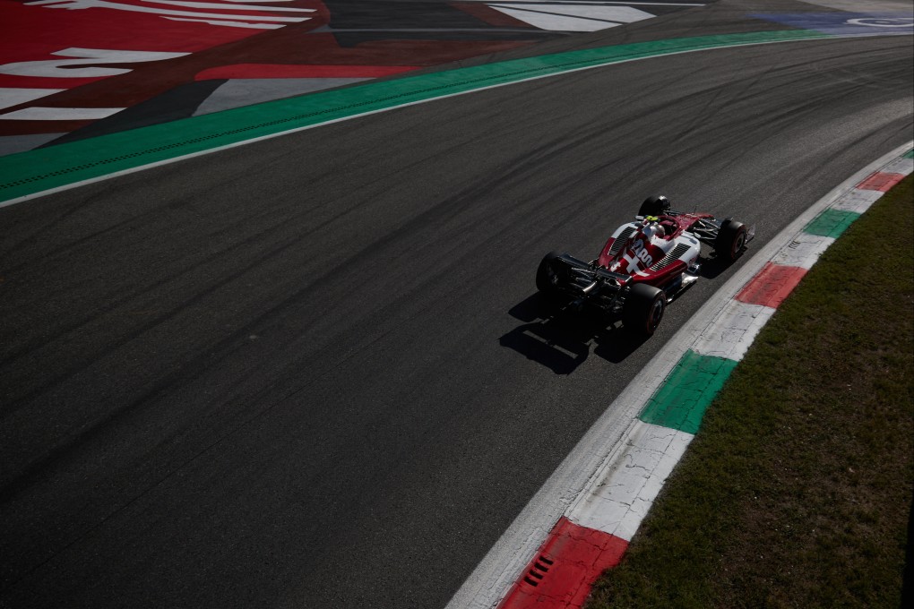 Zhou Guanyu of Alfa Romeo on his way to finishing 10th in the Italian Formula One Grand Prix. Photo: Xinhua