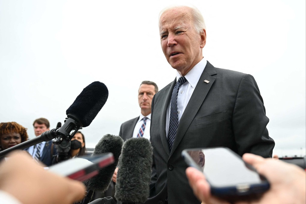 US President Joe Biden speaks to reporters at Andrews Air Force Base in Maryland on September 12. Photo: AFP