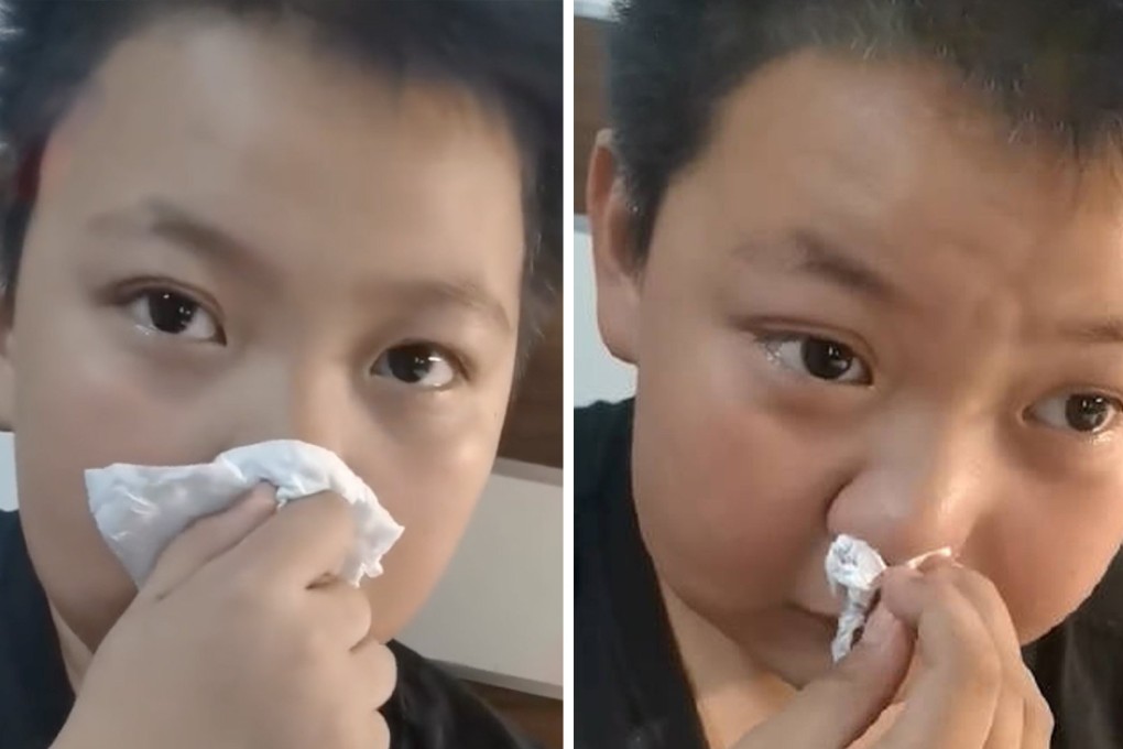 A video of a little boy claiming he has an allergy to get out of doing his homework is trending on mainland social media. Photo: SCMP composite