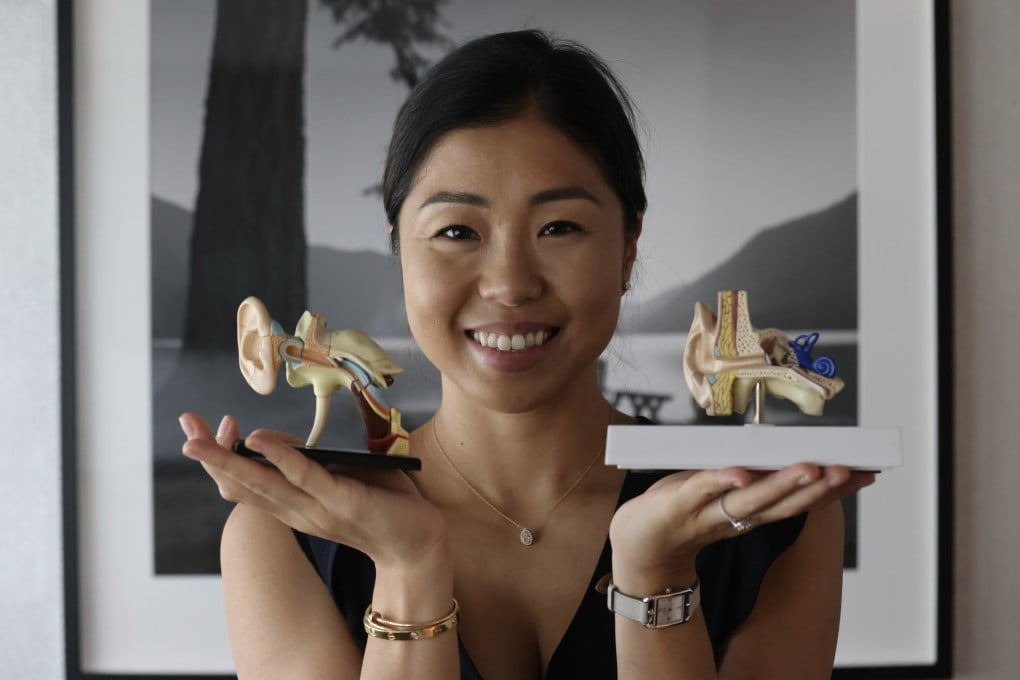 Hong Kong audiologist Eed Shen, at the ENT Laser Hearing and Speech Therapy Centre, in Central, explains how ears work. Photo: Jonathan Wong