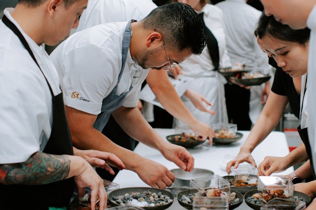 Vancouver-based chef William Lew (second from left) prepares a course for the Chinese Restaurant Awards’ dining series “Hong Kong Renaissance”. Photo: Chinese Restaurant Awards