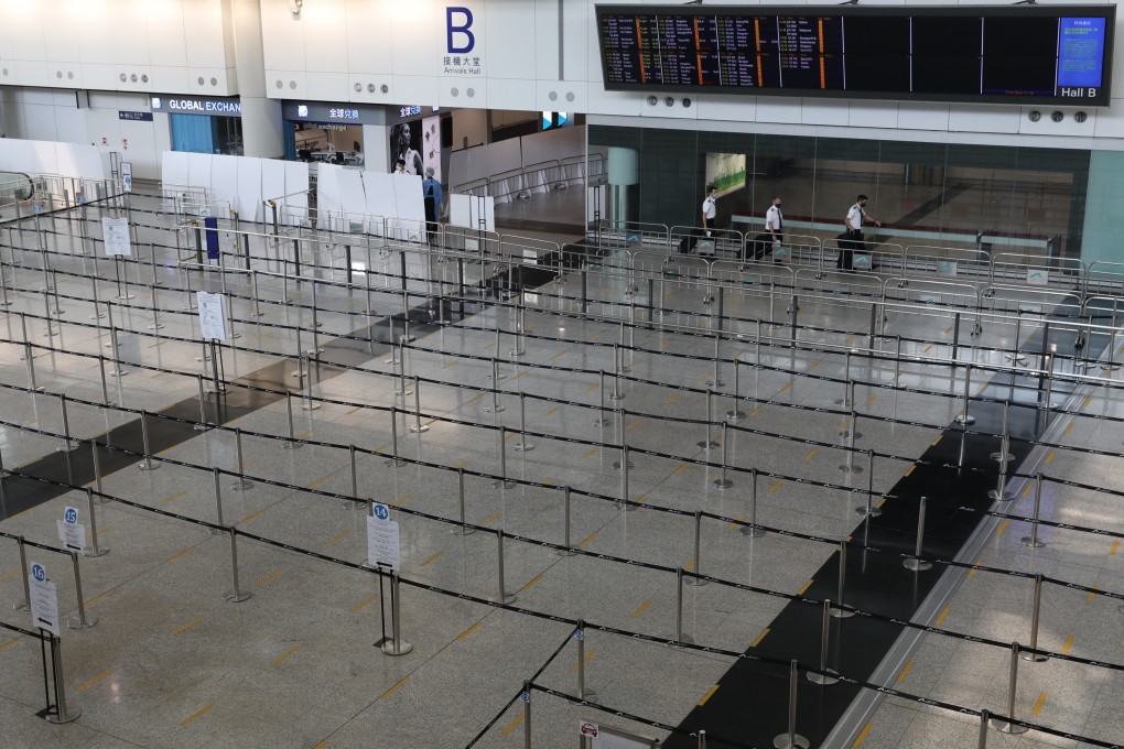 Pilots at the arrivals hall in the Hong Kong International Airport on September 10. Photo: Yik Yeung-man