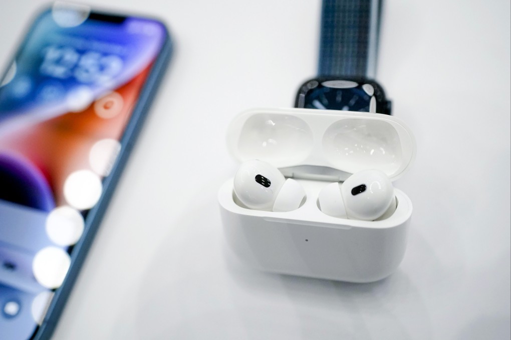 The second-generation AirPods Pro on display at an event on the campus of Apple’s headquarters in Cupertino, California, on September 7, 2022. Photo: AP