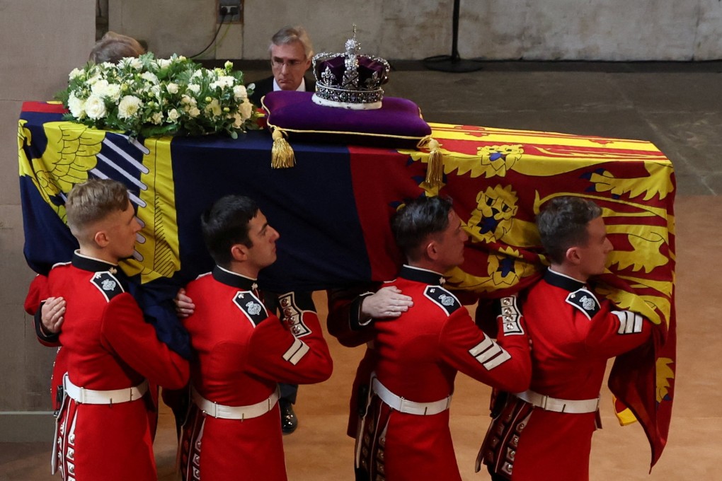 Queen Elizabeth’s coffin arriving at Westminster Hall for her lying in state. Photo: Reuters