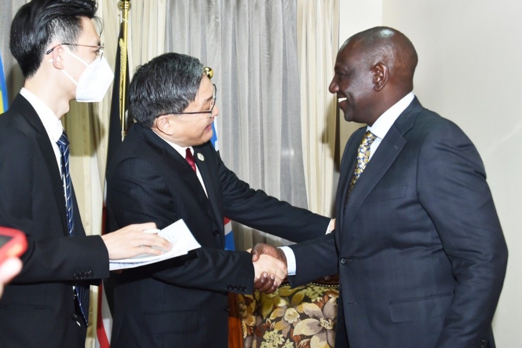 Kenyan President William Ruto greeting Liu Yuxi, China’s special representative on African affairs, in Nairobi. Photo: Handout