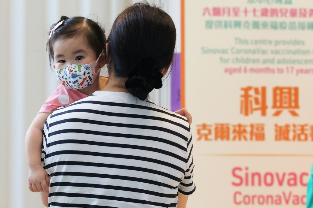 A child receives a Sinovac vaccination at the Community Vaccination Centre in Hong Kong Children’s Hospital on September 5. Photo: Jelly Tse