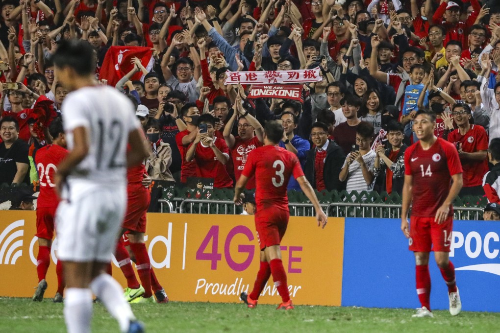 Fans show their support for Hong Kong against Cambodia in the 2022 World Cup qualifiers. Photo: May Tse