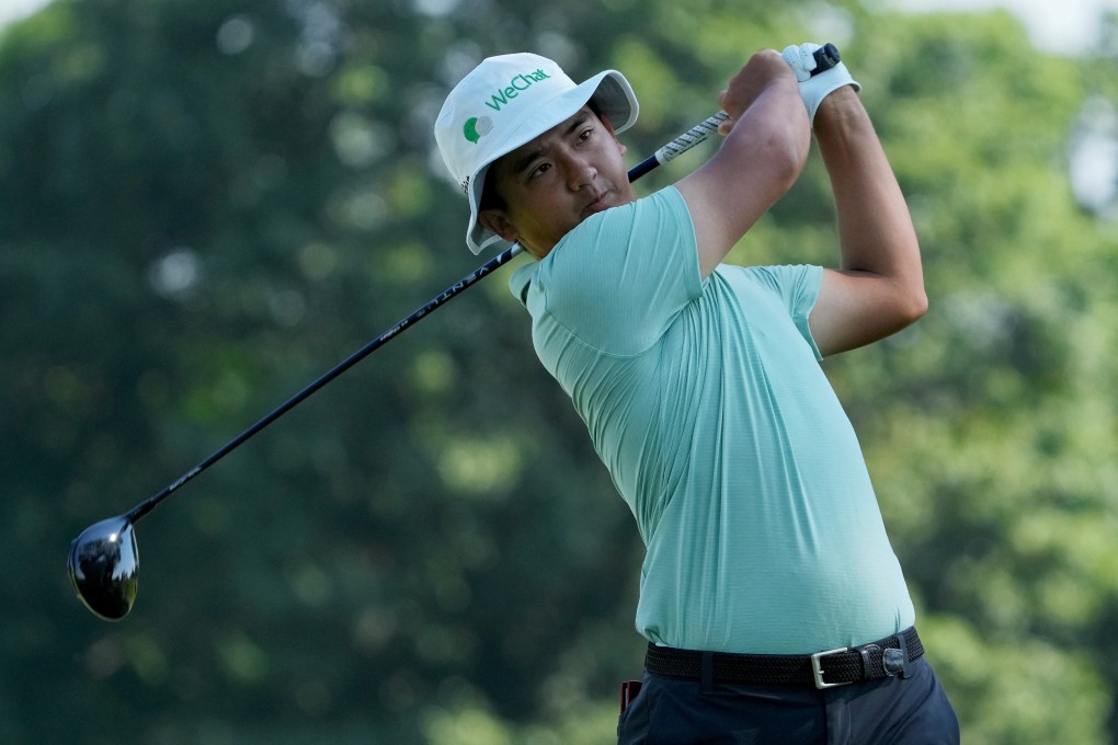 Zecheng Dou of China plays his shot from the second tee during the final round of the Nationwide Children’s Hospital Championship at OSU GC - Scarlet Course on August 28, 2022 in Columbus, Ohio. Photo: Dylan Buell/Getty Images