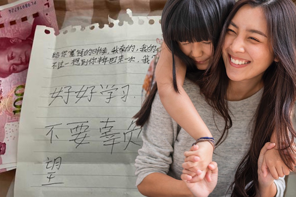 A little girl has melted hearts on Chinese social media by giving her big sister US$43 from her savings as a gift to encourage her to study hard at university. Photo: SCMP composite