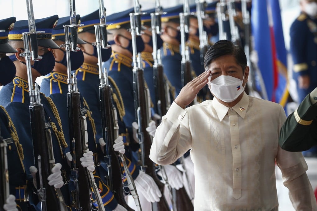 Philippine President Ferdinand Marcos Jnr salutes during departure rites at the Ninoy Aquino International Airport on September 4, 2022. Photo: EPA-EFE