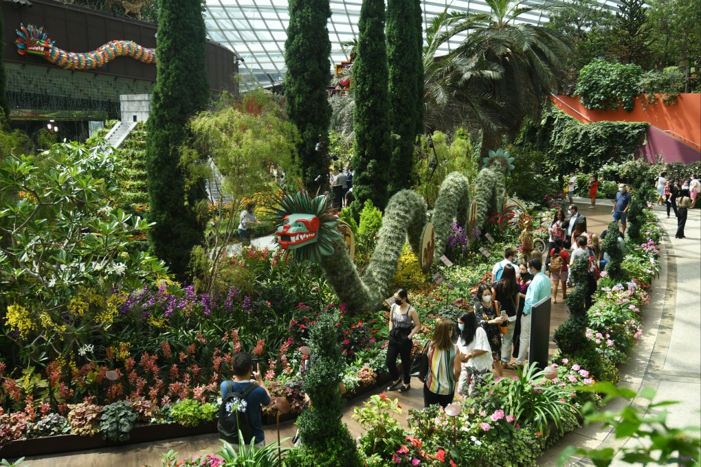 Tourists visit the Gardens by the Bay in Singapore. Photo: Xinhua