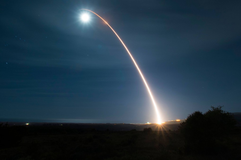 An unarmed Minuteman III intercontinental ballistic missile launches from Vandenberg Air Force Base in California on February 5, 2020. Despite heightened fears of nuclear war, given tensions over Ukraine and Taiwan, the biggest threat to human survival is more likely to be artificial intelligence or other ‘human software’. Photo: AFP
