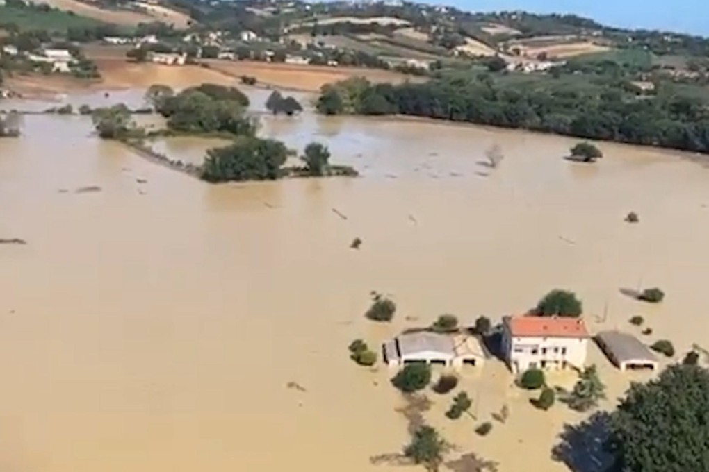 The aftermath of a flash flood in the area surrounding Senigallia, Ancona province, central Italy. Photo: EPA-EFE