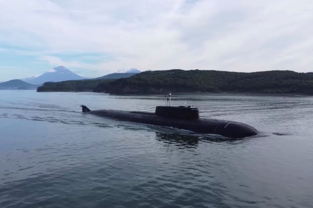 A Russian nuclear-powered submarine sailing during the military drills Umka-2022 in the Chukchi Sea opposite Alaska. Photo: Reuters