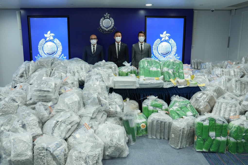 Haul worth more than HK$194 million included 904.5kg of suspected cannabis buds and 1kg of Ice. Photo: Sam Tsang